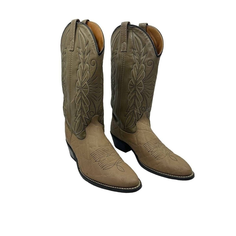 Acme Cowboy Boots Mens 9EW‎ Tan Leather Western Made in USA 4527 Good